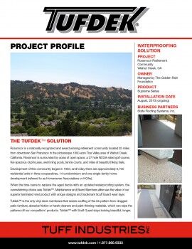 Rossmoor Retirement Home project profile sheet by Tufdek