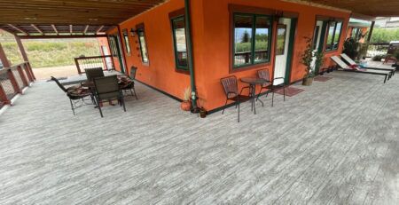 Tufdek Designer Driftwood Installation on a covered deck