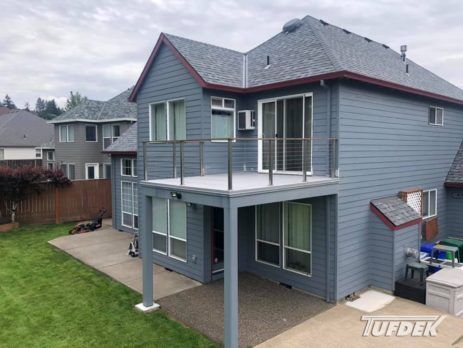 deck makeover with Tufdek vinyl