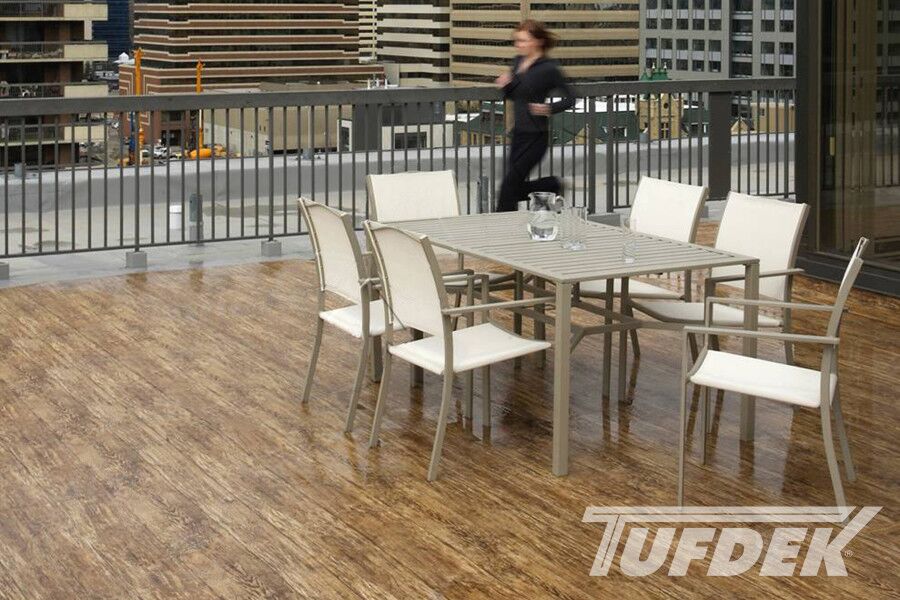 Tufdek Designer Birch Plank Used On High Rise Roof Walk Area Calgary AB