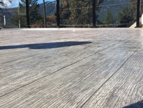 View at floor level of Tufdek vinyl decking installation