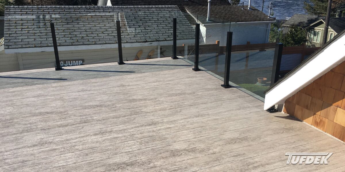 Designer Beachwood vinyl decking installed