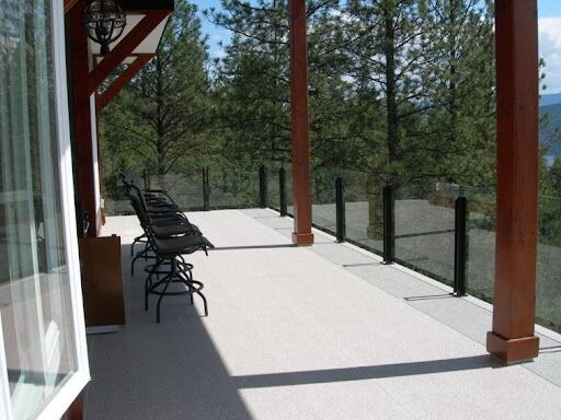 New Tufdek Vinyl Deck flooring (with glass railing)