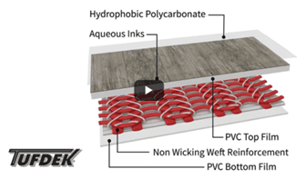 Diagram showing the different layers of construction for Tufdek vinyl decking.