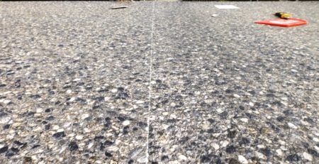 Close up of welded seam on waterproof vinyl decking