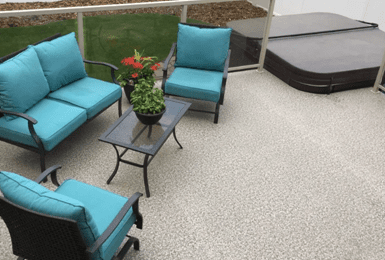 TufdekVinylDeckingBerlinMD Finished deck with Tufdek Vinyl Decking and deck furniture