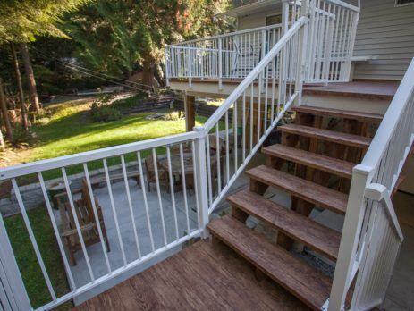 2 deck levels and stair with waterproof vinyl decking