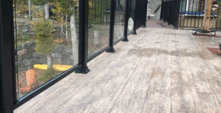 Finished vinyl wood plank outdoor deck