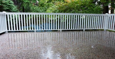 Waterproof vinyl decking after heavy rainfall