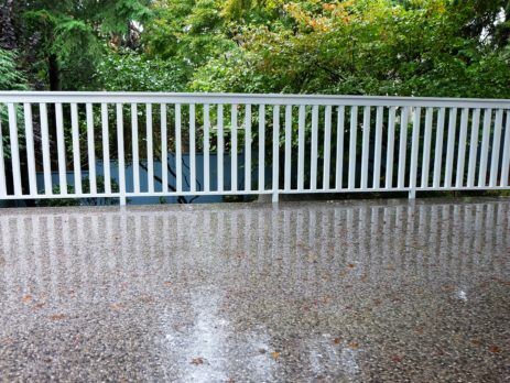 Waterproof vinyl decking after heavy rainfall