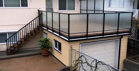 Roof deck above a garage