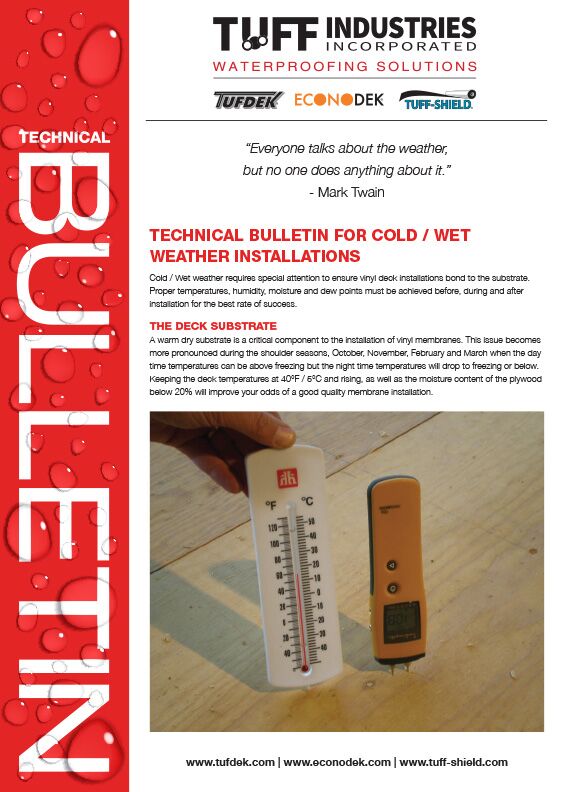 Cold Wet Weather Installations bulletin