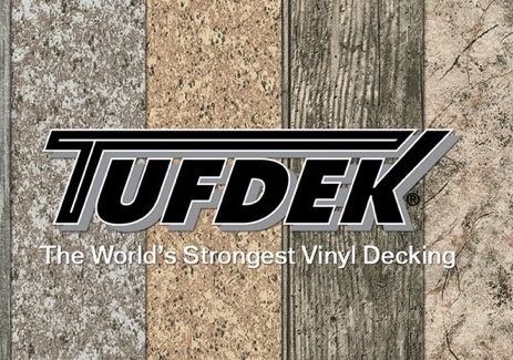 Samples of Tufdek waterproof decking patterns and colors