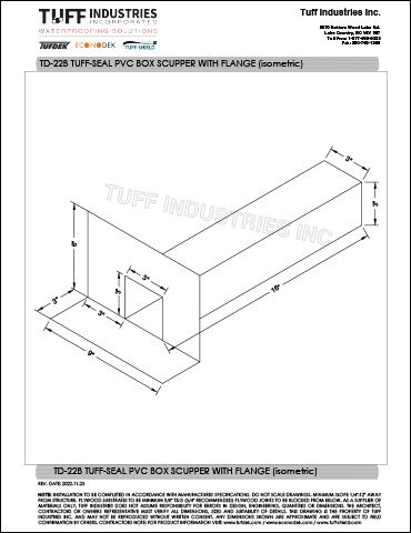 Tufdek TD-22B Tuff-Seal PVC Box Scupper with Flange diagram